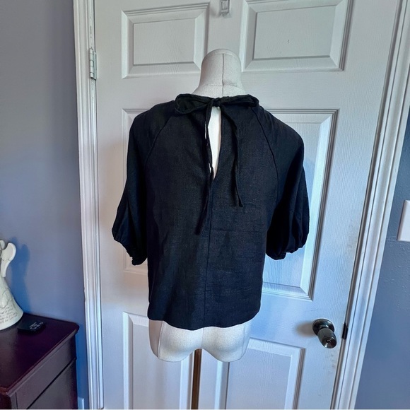 House of Harlow 1960 Revolve black linen blend cut out top puff sleeve womens XS - Picture 5 of 11